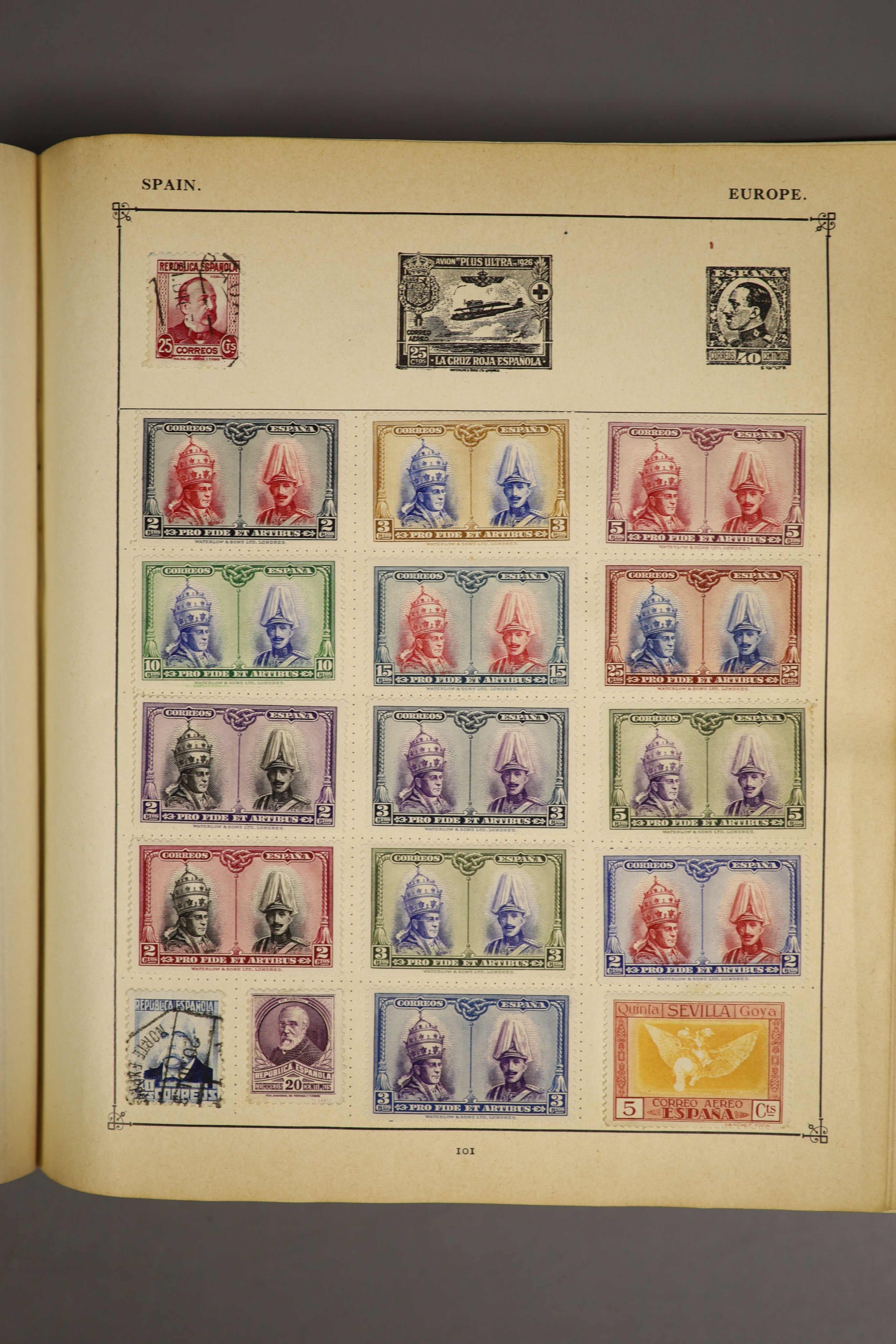 A Strand album of world stamps, 19th/20th century, started in 1931 including some unused stamps